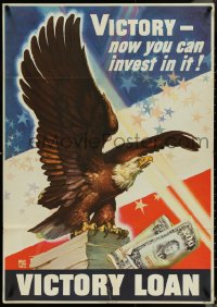 4z0416 VICTORY LOAN 26x37 WWII war poster 1945 great art of eagle by Dean Cornwell!