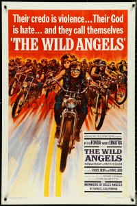 4z1137 WILD ANGELS 1sh 1966 classic art of biker Peter Fonda & sexy Nancy Sinatra on motorcycle!