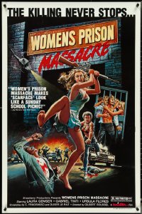 4z1139 WOMEN'S PRISON MASSACRE 1sh 1985 Emanuelle Fuga Dall'Inferno, wild art of violent girls!