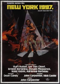 4z0302 ESCAPE FROM NEW YORK Yugoslavian 20x28 1981 Carpenter, different Chase art of Kurt Russell!