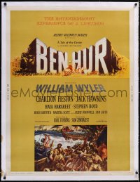 5a0125 BEN-HUR linen 30x40 1960 Charlton Heston, William Wyler, art by Joseph Smith and Ben Stahl!