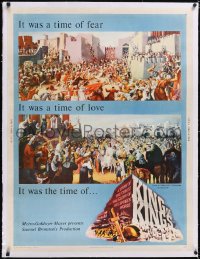 5a0131 KING OF KINGS linen style Y 30x40 1961 Nicholas Ray Biblical epic, Jeff Hunter as Jesus, rare!