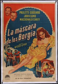 5a0526 BRIDE OF VENGEANCE linen Argentinean 1949 art of sexy Paulette Goddard, Lund & Carey, rare!