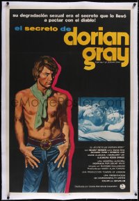 5a0532 DORIAN GRAY linen Argentinean 1973 art of barechested Helmut Berger, from Oscar Wilde story!