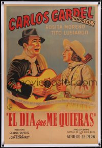 5a0534 EL DIA QUE ME QUIERAS linen Argentinean 1935 Paciarotti art of Carlos Gardel serenading, rare!