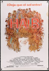 5a0539 HAIR linen Argentinean 1979 Milos Forman, Treat Williams, different Ted CoConis art, rare!