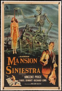 5a0542 HOUSE ON HAUNTED HILL linen Argentinean 1959 classic Vincent Price & skeleton w/ hanging girl!