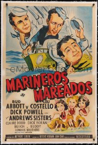 5a0545 IN THE NAVY linen Argentinean 1941 art of Abbott & Costello with the Andrews Sisters, rare!