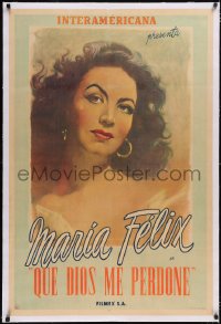 5a0550 MARIA FELIX linen Argentinean 1948 head & shoulders art of sexy Mexican actress, ultra rare!