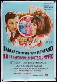 5a0556 ON A CLEAR DAY YOU CAN SEE FOREVER linen Argentinean 1970 different art of Streisand & Montand!