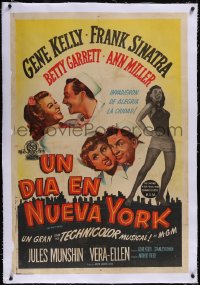 5a0557 ON THE TOWN linen Argentinean 1949 Gene Kelly, Frank Sinatra, sexy Ann Miller, Betty Garrett!