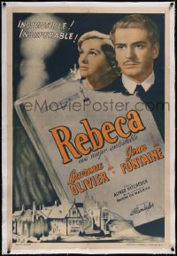 5a0559 REBECCA linen Argentinean R1950s Alfred Hitchcock, Joan Fontaine, Laurence Olivier, rare!