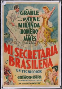 5a0565 SPRINGTIME IN THE ROCKIES linen Argentinean 1942 Betty Grable, Carmen Miranda, Romero, rare!