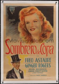 5a0571 TOP HAT linen Argentinean 1936 wonderful art of Fred Astaire & Ginger Rogers, Irving Berlin!