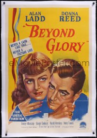 5a0298 BEYOND GLORY linen Aust 1sh 1948 art of West Point cadet Alan Ladd & Donna Reed, very rare!