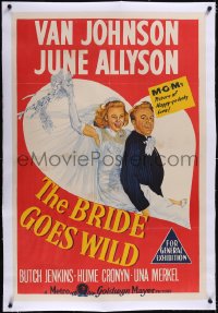 5a0299 BRIDE GOES WILD linen Aust 1sh 1948 great art of newlyweds Van Johnson & June Allyson, rare!