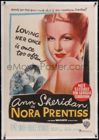 5a0307 NORA PRENTISS linen Aust 1sh 1947 loving Ann Sheridan once is once too often, ultra rare!