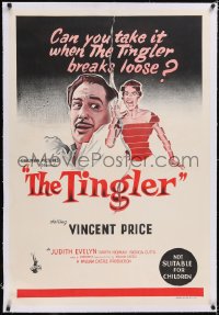 5a0313 TINGLER linen Aust 1sh 1959 Vincent Price, Castle, can you take it when he breaks loose, rare!