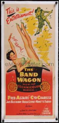 5a0688 BAND WAGON linen Aust daybill 1953 great art of Fred Astaire & sexy Cyd Charisse showing legs!