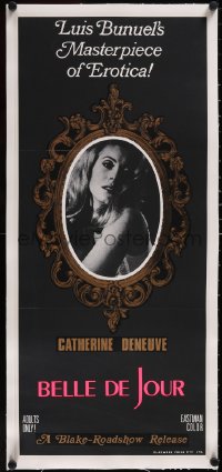 5a0690 BELLE DE JOUR linen Aust daybill 1967 Bunuel's Masterpiece of Erotica, sexy Catherine Deneuve!