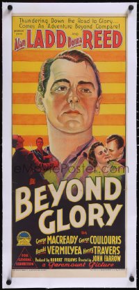 5a0691 BEYOND GLORY linen Aust daybill 1948 Richardson Studio art of cadet Alan Ladd & Donna Reed!