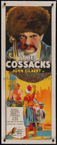 5a0213 COSSACKS linen long Aust daybill 1928 Fred Powis art of Russian brute Ernest Torrence, rare!