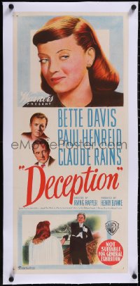 5a0699 DECEPTION linen Aust daybill 1946 Bette Davis, Paul Henreid, Claude Rains, very rare!