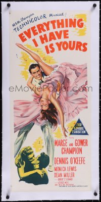 5a0704 EVERYTHING I HAVE IS YOURS linen Aust daybill 1952 full-length art of Marge & Gower Champion dancing!