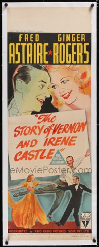 5a0215 FRED ASTAIRE/GINGER ROGERS linen long Aust daybill 1937 Story of Vernon & Irene Castle, rare!