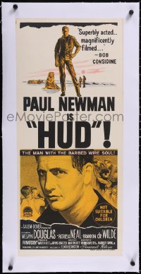 5a0713 HUD linen Aust daybill 1963 Paul Newman is the man with the barbed wire soul, Ritt classic!