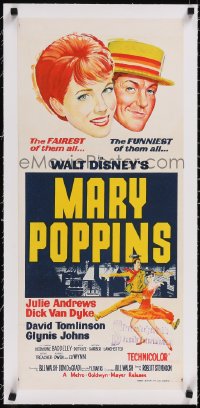 5a0726 MARY POPPINS linen Aust daybill 1965 Julie Andrews & Van Dyke in Walt Disney's musical classic