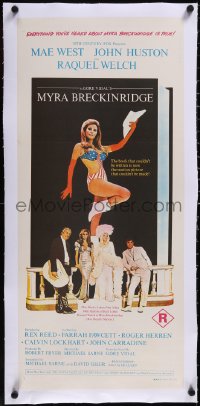 5a0730 MYRA BRECKINRIDGE linen Aust daybill 1970 John Huston, Mae West & sexy patriotic Raquel Welch!