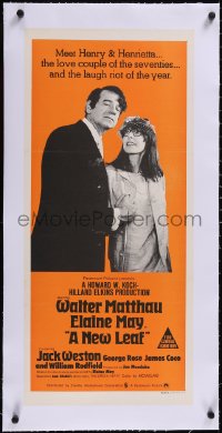 5a0731 NEW LEAF linen Aust daybill 1971 Walter Matthau with star & director Elaine May, ultra rare!