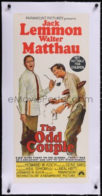 5a0733 ODD COUPLE linen Aust daybill 1968 great art of best friends Walter Matthau & Jack Lemmon!