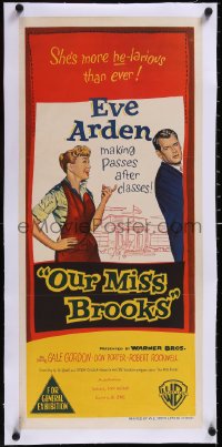 5a0737 OUR MISS BROOKS linen Aust daybill 1956 school teacher Eve Arden is making passes, rare!