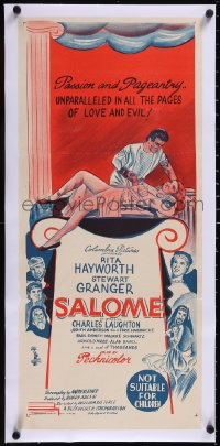 5a0745 SALOME linen Aust daybill R1950s art of sexy Biblical Rita Hayworth seducing Stewart Granger!