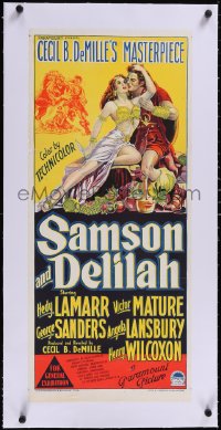 5a0746 SAMSON & DELILAH linen Aust daybill 1949 Richardson Studio art, Hedy Lamarr, Victor Mature