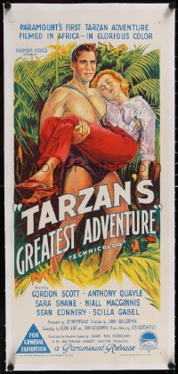 5a0751 TARZAN'S GREATEST ADVENTURE linen Aust daybill 1959 different Richardson Studio art, rare!