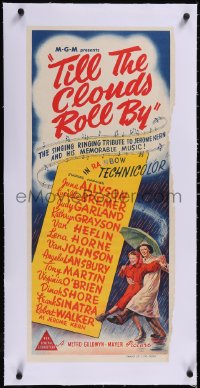 5a0753 TILL THE CLOUDS ROLL BY linen Aust daybill 1946 great art of Frank Sinatra & Judy Garland!