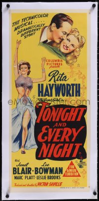 5a0754 TONIGHT & EVERY NIGHT linen Aust daybill 1944 sexy Rita Hayworth, Janet Blair, Lee Bowman