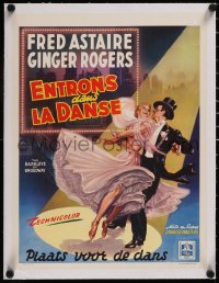 5a0771 BARKLEYS OF BROADWAY linen Belgian 1950 art of Fred Astaire & Ginger Rogers dancing in New York