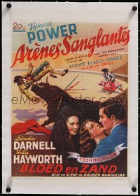 5a0778 BLOOD & SAND linen Belgian 1947 different art of matador bullfight, Power, Hayworth & Darnell