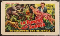 5a0779 BRIDE & THE BEAST linen Belgian 1958 Ed Wood, different art of Fuller & Austin in jungle!