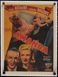 5a0781 CAREFREE linen Belgian 11x15 R1940s Fred Astaire & Ginger Rogers dancing, Irving Berlin, rare!