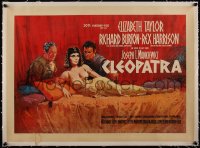 5a0783 CLEOPATRA linen Belgian 1963 Elizabeth Taylor, Richard Burton, Rex Harrison, Terpning art!