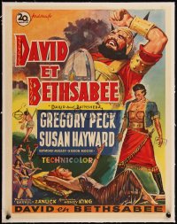 5a0785 DAVID & BATHSHEBA linen Belgian 1951 different art of Gregory Peck & sexy Susan Hayward, rare!