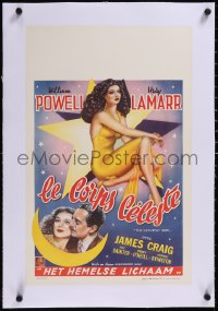 5a0795 HEAVENLY BODY linen Belgian 1949 art of sexy star Hedy Lamarr & William Powell, very rare!