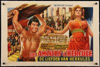 5a0796 HERCULES & THE HYDRA linen Belgian 1960 different art of Jayne Mansfield & Hargitay, rare!