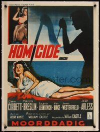 5a0797 HOMICIDAL linen Belgian 1961 William Castle's story of a psychotic female killer, ultra rare!