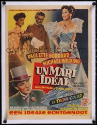 5a0800 IDEAL HUSBAND linen Belgian 1948 great art of Paulette Goddard & Michael Wilding, Oscar Wilde!